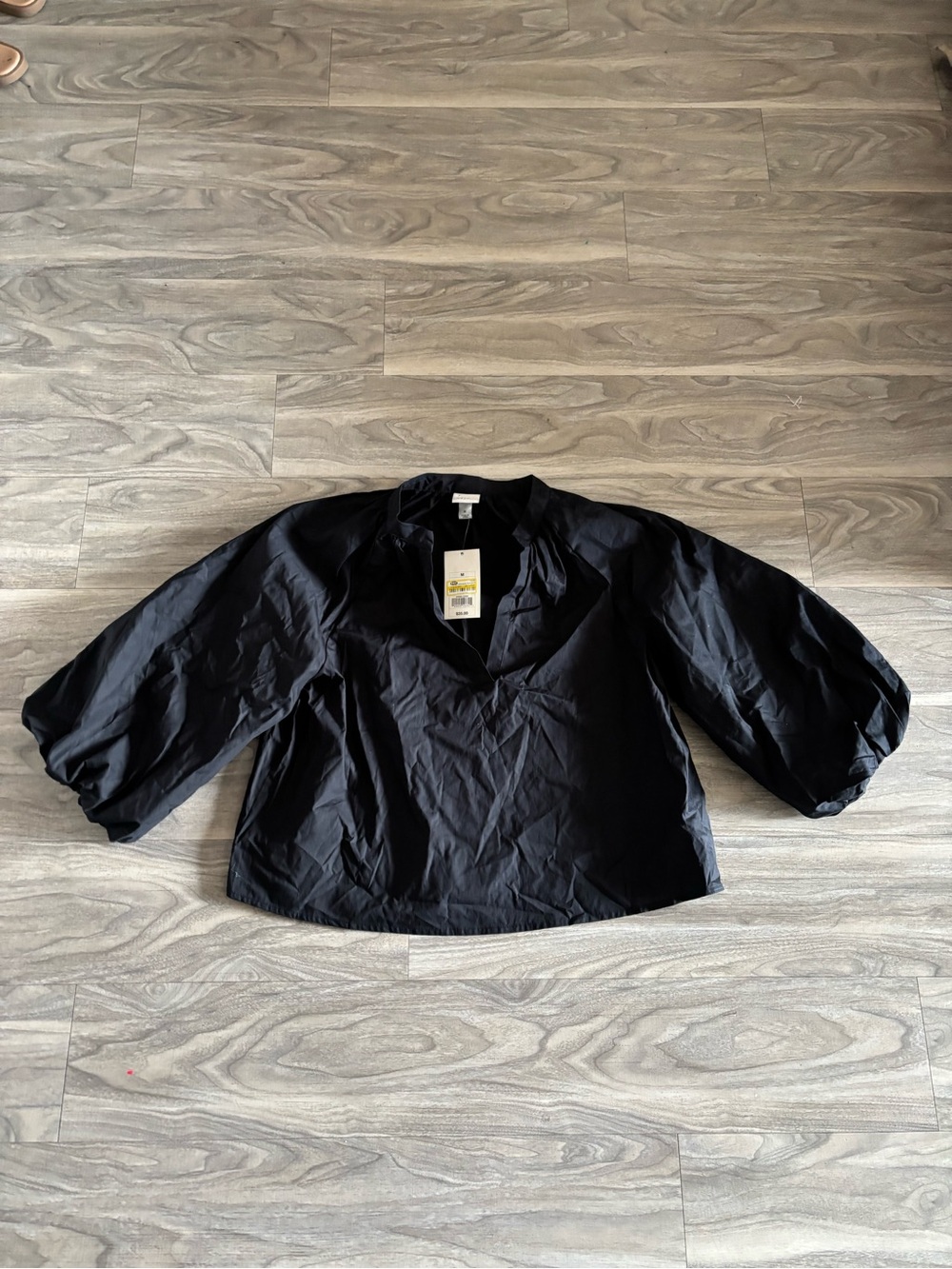a new day Black V-Neck Puff-Sleeve Women's Top
